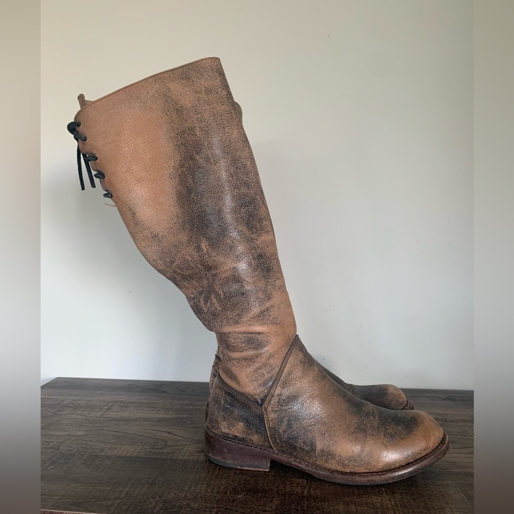 BED|STÜ Sz 8.5 Manchester Tall Brown Distressed Leather Knee High Boots Bed Stu - Picture 4 of 8